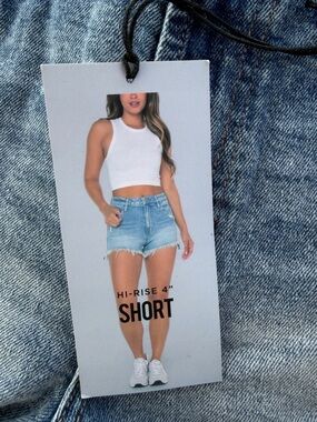 Celebrity Pink Light Blue Denim Hi-Rise Jean Shorts